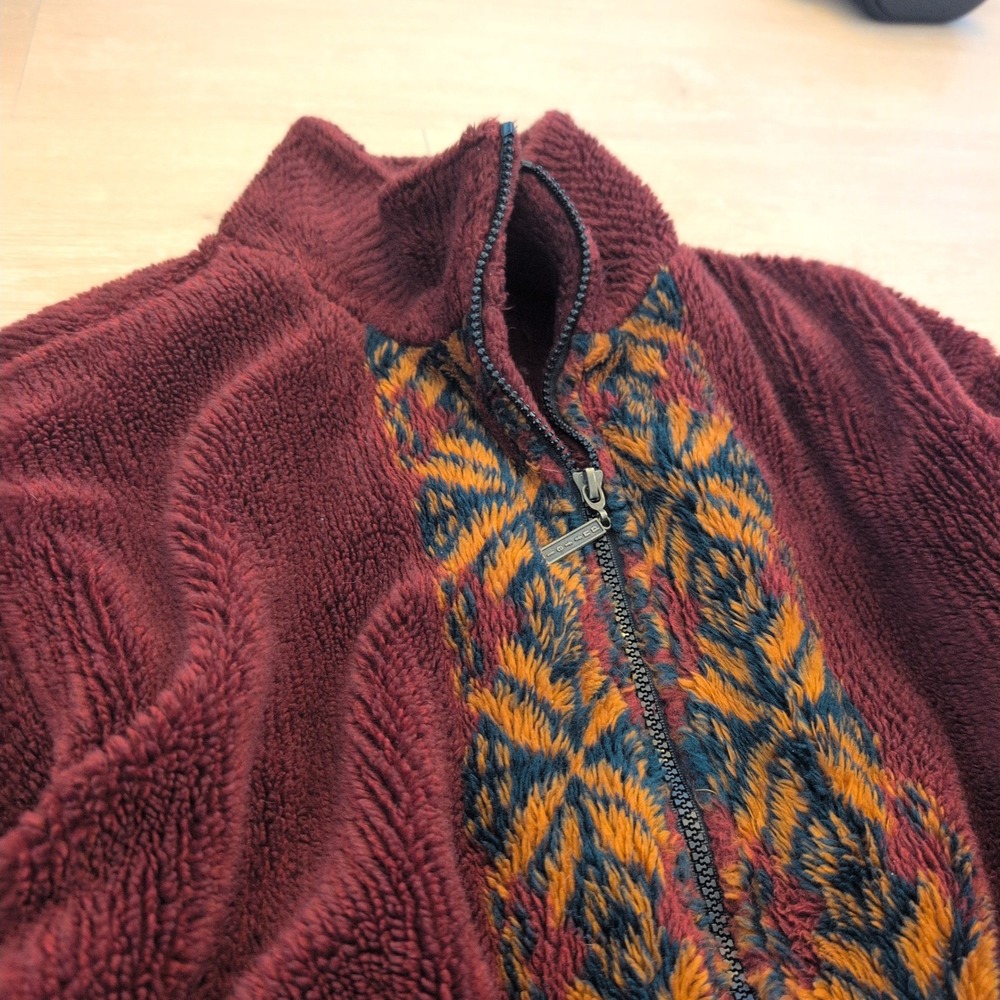 VTG Duffel Outdoor Fleece Women Jacket Southwestern Aztec Pattern Full Zip - Picture 2 of 6